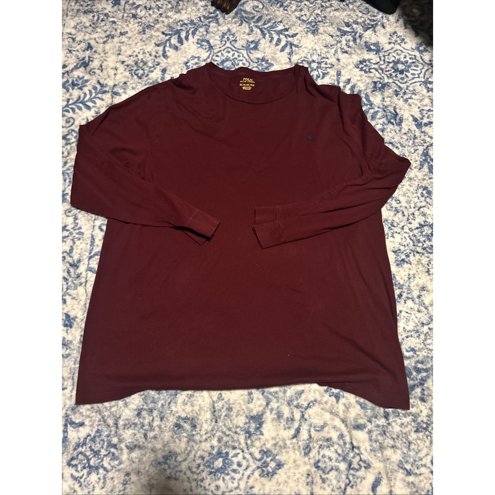 Polo Ralph Lauren Polo Shirt Mens 3xlt Burgundy Long Sleeve Tee
